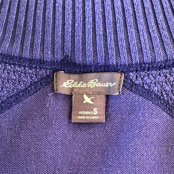 VTG EDDIE BAUER 1/2 Zip Pullover Knit Mock Neck‎ Sweater SZ S Purple Blue Preppy - Picture 6 of 8